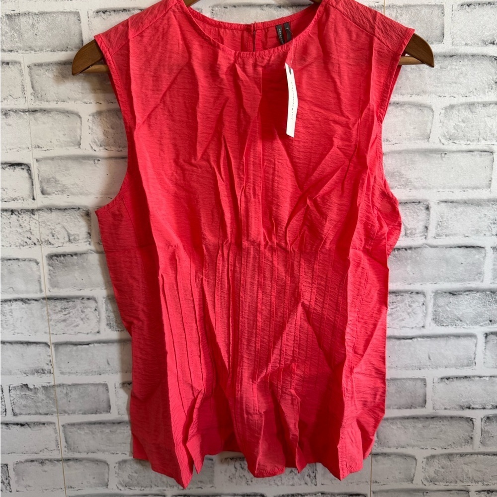 NWT! Women’s Anthropologie Della Pleated waist shell top coral, Small $88 - Picture 3 of 8